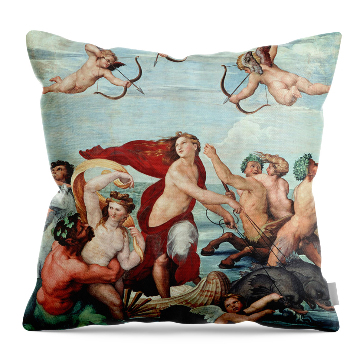 Multicolor Vintage Images Raphael's The Triumph of Galatea Throw Pillow 16x16 
